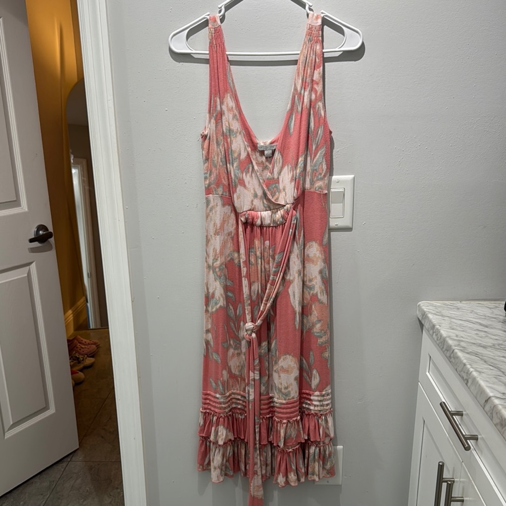 New York & Company Pink and Cream Floral Dress